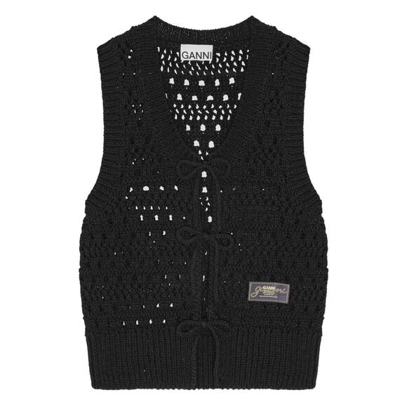 Ganni Open-Knit Sleeveless Cardigan - M - Picture 1 of 6
